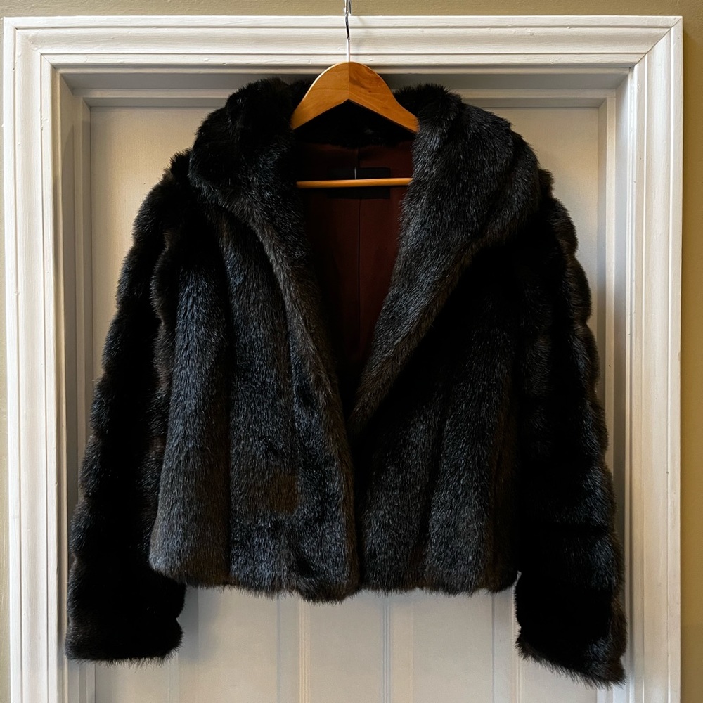 LIKE NEW Moda International black/brown FAUX-FUR jacket